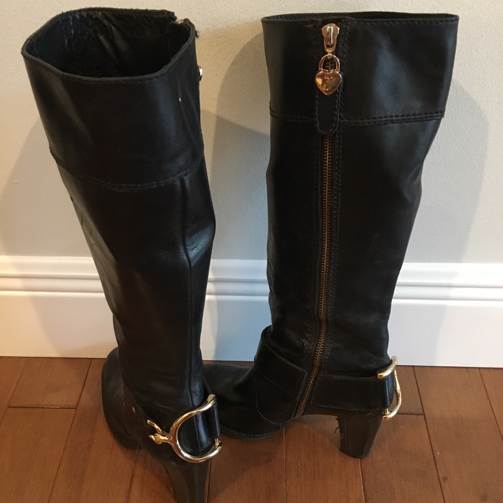 Juicy Couture black leather boots size 8